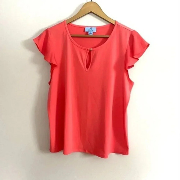 Cece Coral Flutter Blouse - Picture 2 of 6